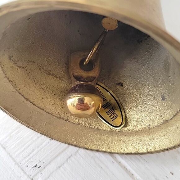 Vintage Pewter Clown Playing Accordian On Brass Bell Collectible About 5" Tall - Picture 7 of 9